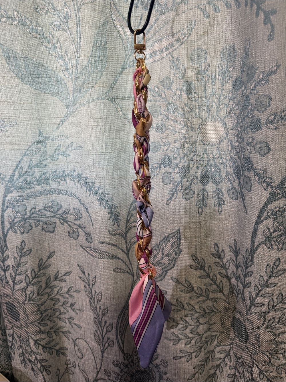 Braided Pink and Purple Scarf Keychain Charm